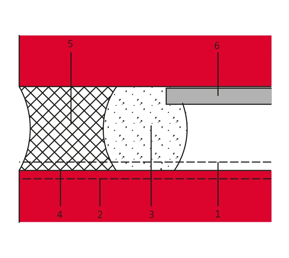 Dehnungsfugen horizontal  1 Fuge gestaucht 2 Fuge gedehnt 3 geschlossenzelliges Schaumstoffprofil 4 Haftungsgrundierung 5 elastoplastischer Dirchtstoff (Fugendichtmasse) 6 Halfen Konsolanker  © Halfen
