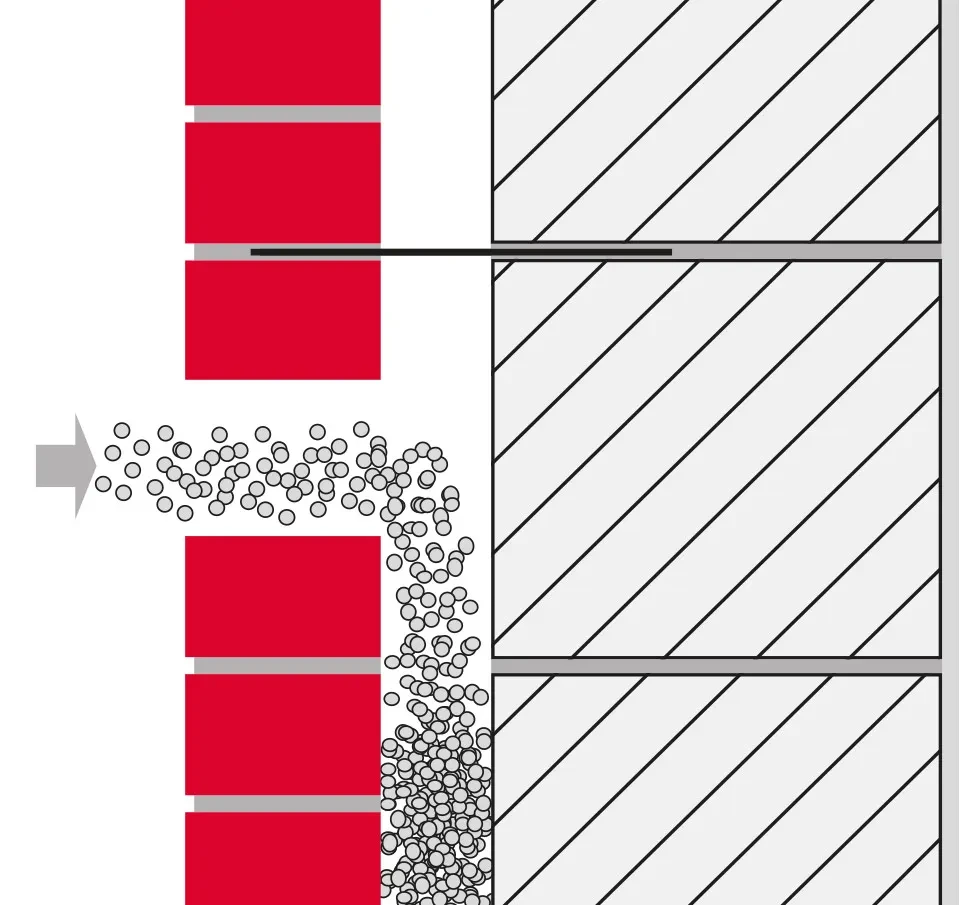 Nachträgliches Einblasen der Kerndämmung © Initiative Bauen mit Backstein